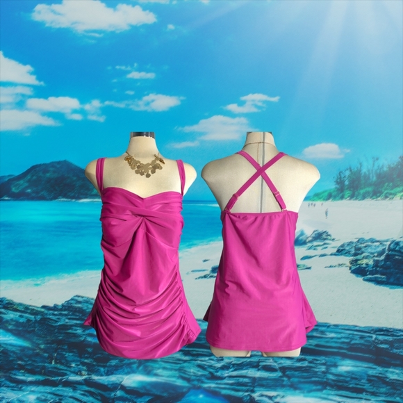 ELIANA Plus 2 Piece Tankini Beautiful Pink/Purple Size 3X - Picture 2 of 15